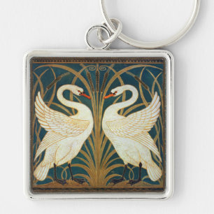 Walter Crane Swan, Rush and Iris Art Nouveau Schlüsselanhänger
