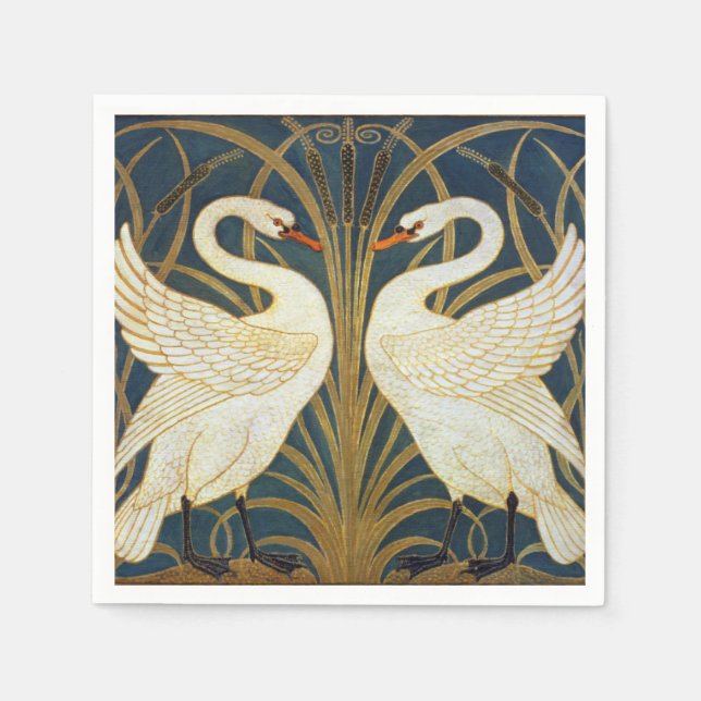 Walter Crane - Swan, Rush and Iris Art Nouveau Serviette (Vorderseite)