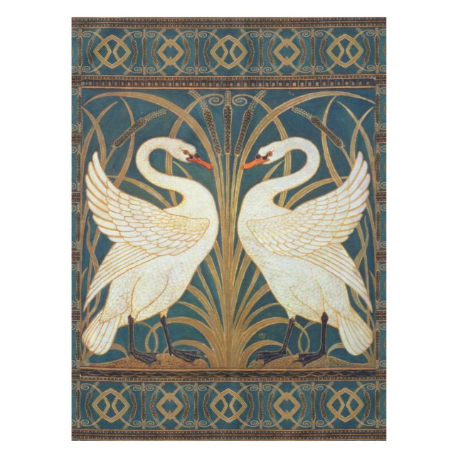 Walter Crane Swan, Rush and Iris Art Nouveau Tischdecke (Vorderseite)