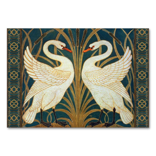 Walter Crane Swan, Rush and Iris Art Nouveau Tischnummer (Vorderseite)