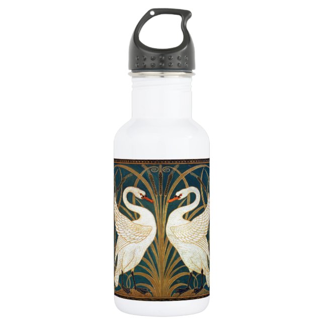 Walter Crane Swan, Rush and Iris Art Nouveau Trinkflasche (Vorderseite)