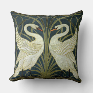 Walter Crane Swan & Rush und Iris viktorianisch Kissen