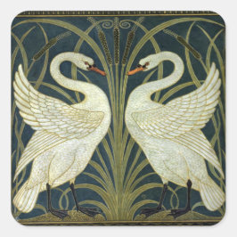 Walter Crane Swan & Rush und Iris viktorianisch  Quadratischer Aufkleber