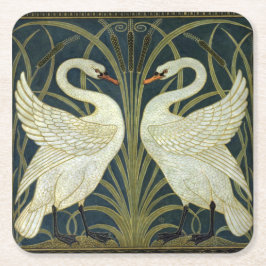Walter Crane Swan & Rush und Iris viktorianisch  Rechteckiger Pappuntersetzer