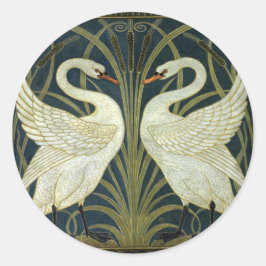 Walter Crane Swan & Rush und Iris viktorianisch  Runder Aufkleber