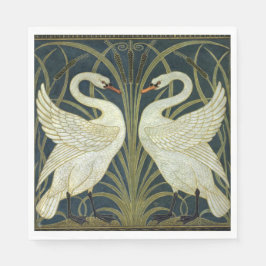 Walter Crane Swan & Rush und Iris viktorianisch  Serviette