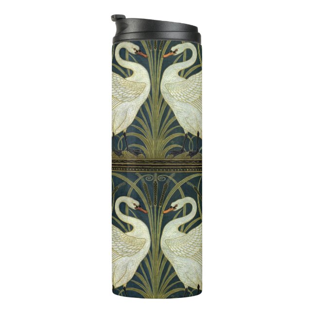 Walter Crane Swan & Rush und Iris viktorianisch  Thermosbecher (Nach rechts gedreht)