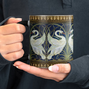 Walter Crane Two Swans Vintage Jugendstil-Dekorati Tasse