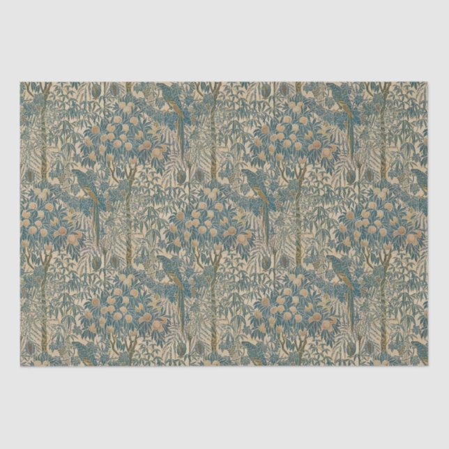 Walter Crane Vintag Art Nouveau Macaw Muster Seidenpapier (Vorderseite)