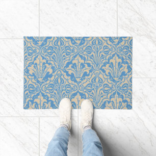 Walter Crane Vintage Blaue Samen- und Blumenkunst Fußmatte