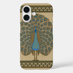 Walter Crane Vintage Gold Blau Pfau Kunst iPhone 16 Hülle