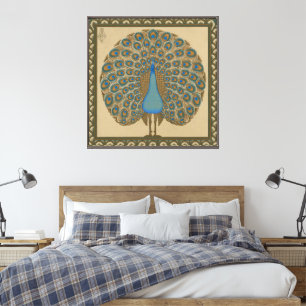 Walter Crane Vintage Gold Blau Pfau Kunst Leinwanddruck