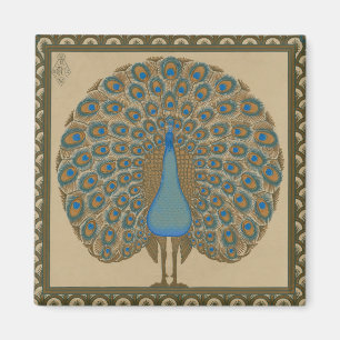 Walter Crane Vintage Gold Blau Pfau Kunst Magnet