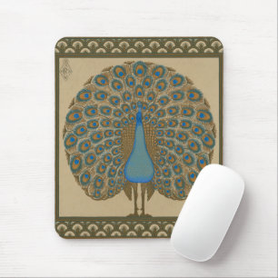 Walter Crane Vintage Gold Blau Pfau Kunst Mousepad