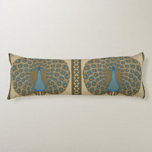 Walter Crane Vintage Gold Blau Pfau Kunst Seitenschläferkissen