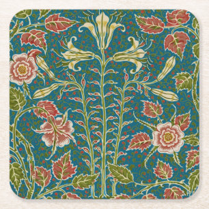 Walter Crane Vintage Lily und Rose Floral Rechteckiger Pappuntersetzer