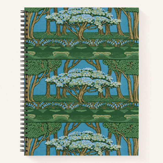 Walter Crane Vintage-May-Baum-Wald-Wallpaper Notizbuch (Vorderseite)