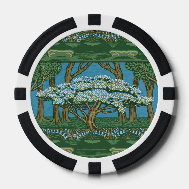 Walter Crane Vintage-May-Baum-Wald-Wallpaper Pokerchips (Vorderseite)