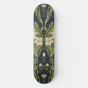 Walter Crane Vintage Navy Weißes Lilienmuster Skateboard