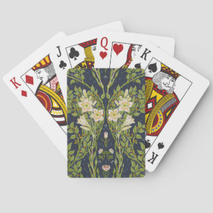 Walter Crane Vintage Navy Weißes Lilienmuster Spielkarten