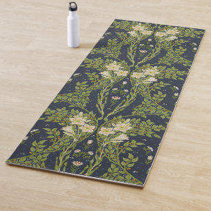 Walter Crane Vintage Navy Weißes Lilienmuster Yogamatte