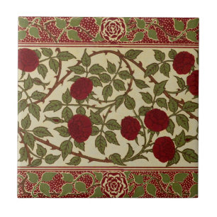 Walter Crane Vintage Rosamund Rote Rose Blumendeko Fliese