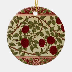 Walter Crane Vintage Rosamund Rote Rose Blumendeko Keramik Ornament