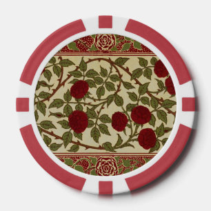 Walter Crane Vintage Rosamund Rote Rose Blumendeko Pokerchips