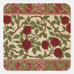 Walter Crane Vintage Rosamund Rote Rose Florale Ku Quadratischer Aufkleber