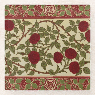 Walter Crane Vintage Rosamund Rote Rosen Blumendek Glasuntersetzer