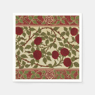 Walter Crane Vintage Rosamund Rote Rosen Blumendek Serviette