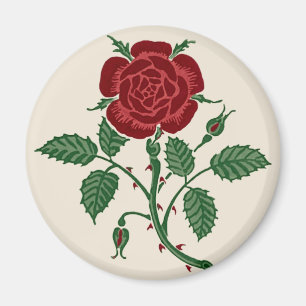 Walter Crane Vintage Saxon rotes Rosenmuster Magnet