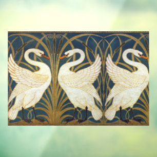 Walter Crane Vintage Schwan und Iris Art Nouveau Fensteraufkleber
