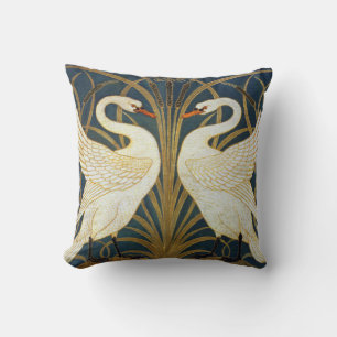 Walter Crane Vintage Schwan und Iris Art Nouveau Kissen