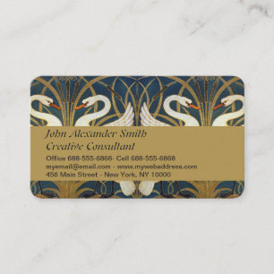 Walter Crane Vintage-Schwan und Iris Art Nouveau Visitenkarte