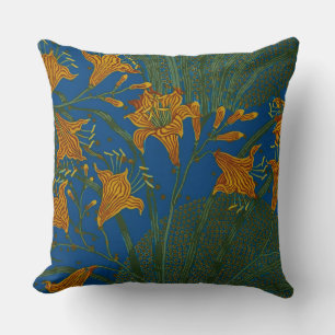 Walter Crane Vintage Taglilien Blumenmuster Kissen
