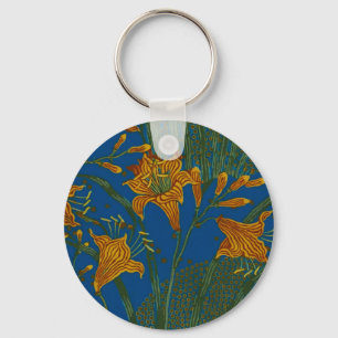 Walter Crane Vintage Taglilien Blumenmuster Schlüsselanhänger