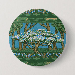 Walter Crane Vintage Wald Wallpaper mit Maibaum Button