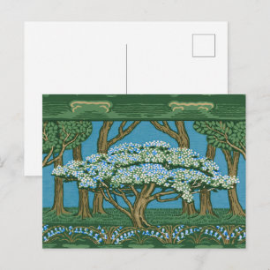 Walter Crane Vintage Wald Wallpaper mit Maibaum Mo Postkarte