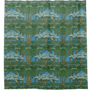 Walter Crane Vintage Wald Wallpaper mit May Tree Duschvorhang