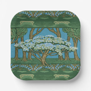 Walter Crane Vintage Wald Wallpaper mit May Tree M Pappteller