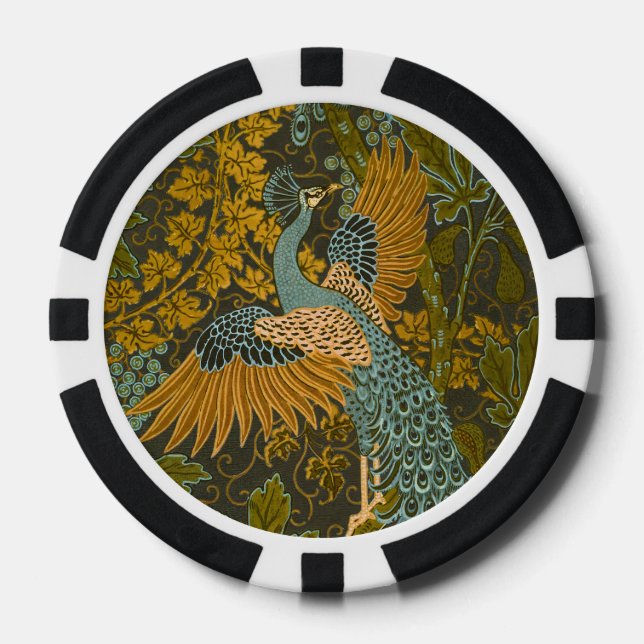 Walter Crane - Vintages Bild- und Pfauenmuster Pokerchips (Vorderseite)