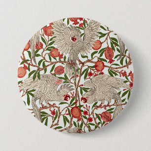 Walter Crane Weißer Kakadu Roter Granatapfel Kunst Button