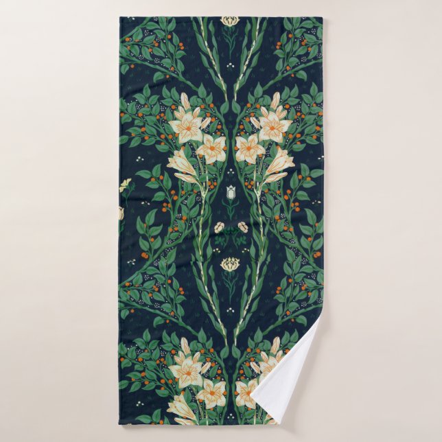 Walter Crane White Lily-Blue Back Shower Curtain Badehandtuch (Badehandtuch)