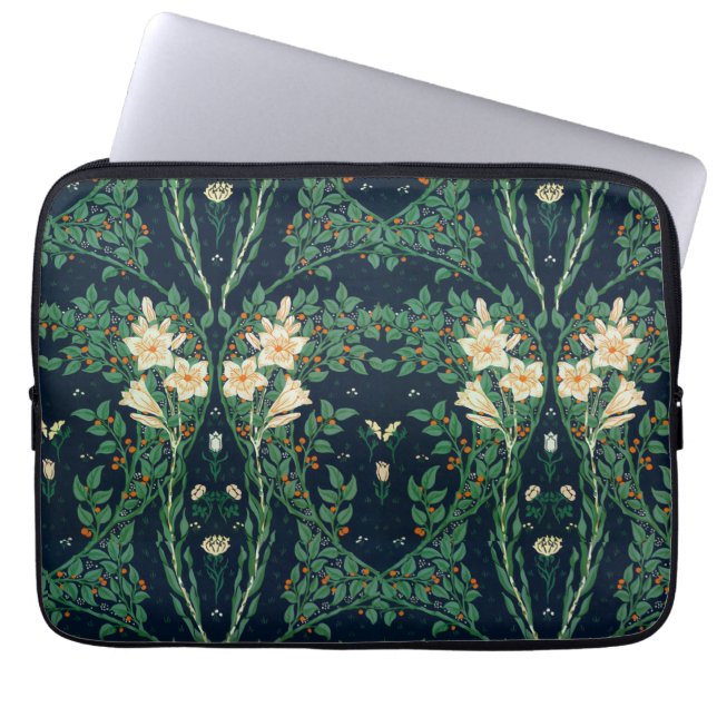 Walter Crane White Lily-Blue Back Shower Curtain Laptopschutzhülle (Vorderseite)