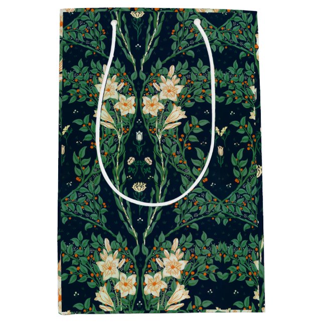 Walter Crane White Lily-Blue Back Shower Curtain Mittlere Geschenktüte (Vorderseite)