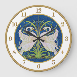 Walter Crane's Art Nouveau Twin Swans Clock Große Wanduhr