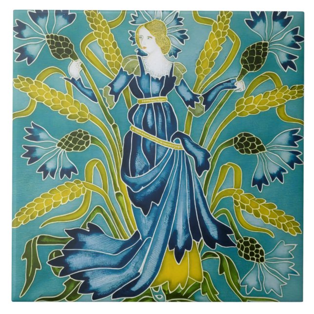 Walter Cranes Flora Art Nouveau Fliese (Vorderseite)