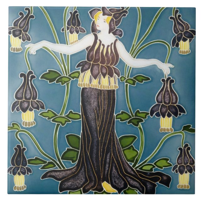 Walter Cranes Flora Art Nouveau Fliese (Vorderseite)