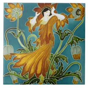 Walter Cranes Flora Art Nouveau Fliese